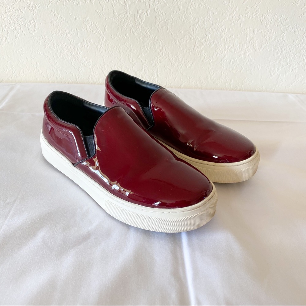 Celine Paris Burgundy Patent Leather Slip On Shoes